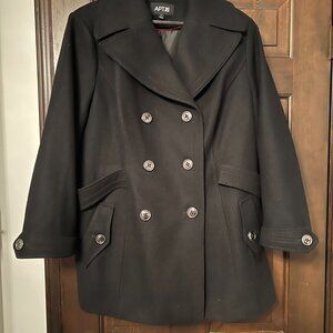 Apt. 9 Black Double-Breasted Wool Blend Pea Coat